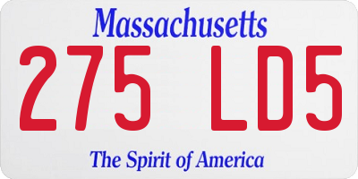 MA license plate 275LD5