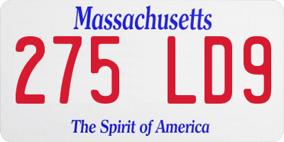MA license plate 275LD9