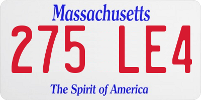 MA license plate 275LE4