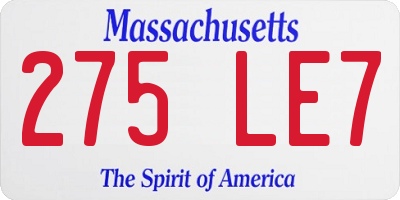 MA license plate 275LE7