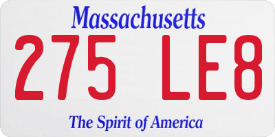 MA license plate 275LE8