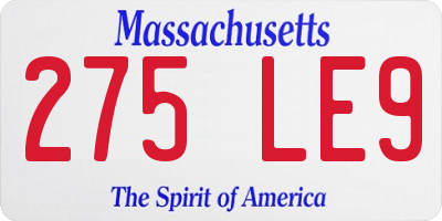 MA license plate 275LE9