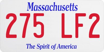 MA license plate 275LF2