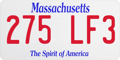 MA license plate 275LF3
