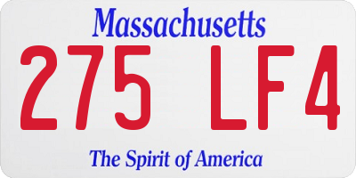 MA license plate 275LF4