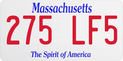 MA license plate 275LF5
