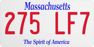 MA license plate 275LF7