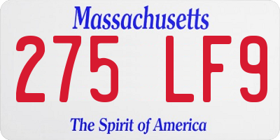 MA license plate 275LF9
