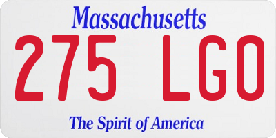 MA license plate 275LG0