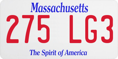 MA license plate 275LG3