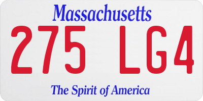 MA license plate 275LG4