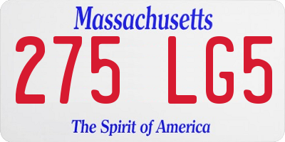 MA license plate 275LG5