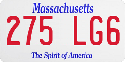 MA license plate 275LG6