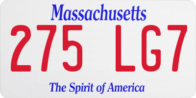 MA license plate 275LG7