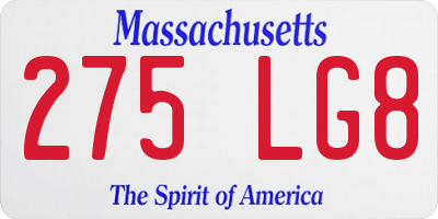 MA license plate 275LG8