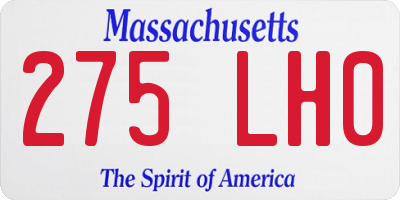 MA license plate 275LH0