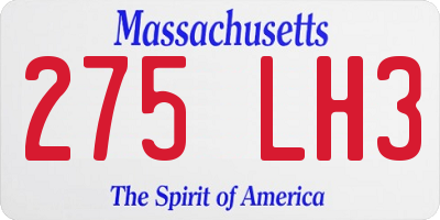 MA license plate 275LH3