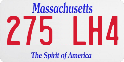 MA license plate 275LH4