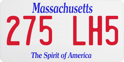 MA license plate 275LH5