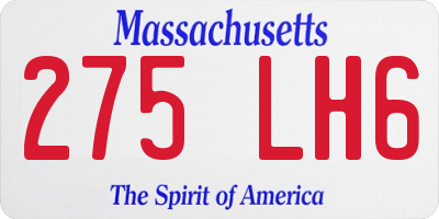 MA license plate 275LH6