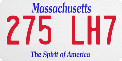 MA license plate 275LH7