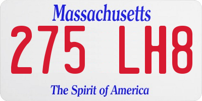 MA license plate 275LH8