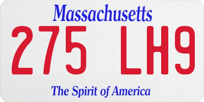 MA license plate 275LH9