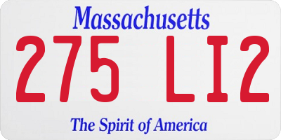 MA license plate 275LI2