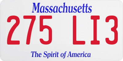 MA license plate 275LI3