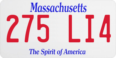 MA license plate 275LI4