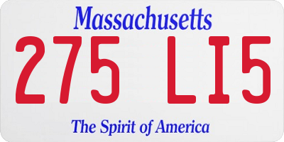 MA license plate 275LI5