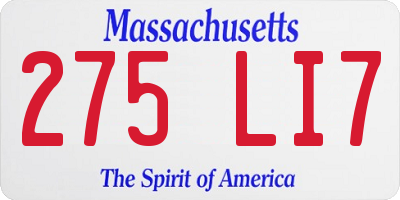 MA license plate 275LI7