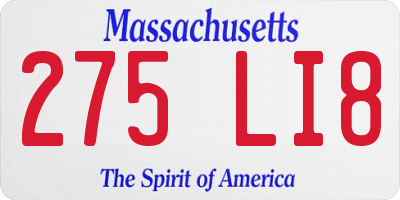 MA license plate 275LI8