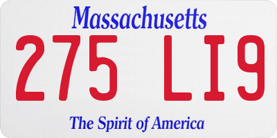 MA license plate 275LI9