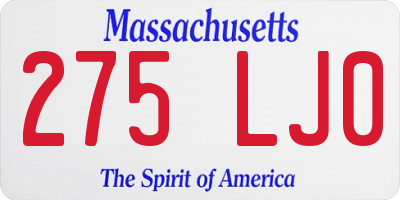 MA license plate 275LJ0