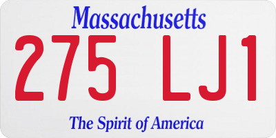 MA license plate 275LJ1