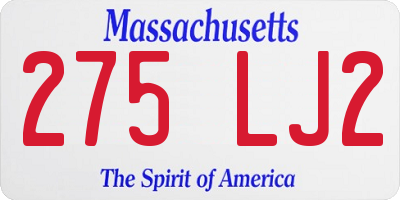 MA license plate 275LJ2