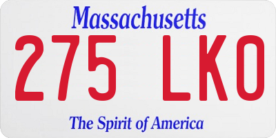 MA license plate 275LK0