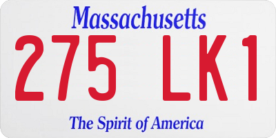 MA license plate 275LK1