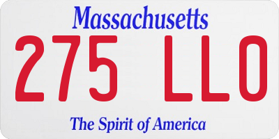 MA license plate 275LL0