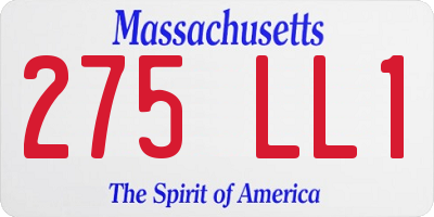 MA license plate 275LL1