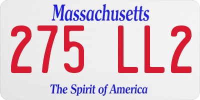 MA license plate 275LL2
