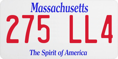 MA license plate 275LL4