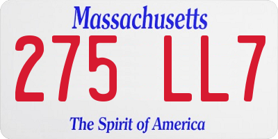 MA license plate 275LL7