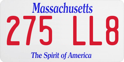 MA license plate 275LL8