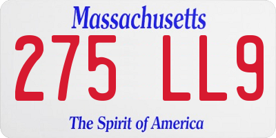 MA license plate 275LL9