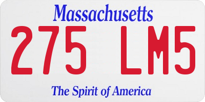 MA license plate 275LM5