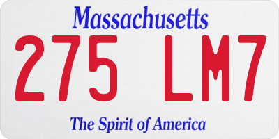 MA license plate 275LM7