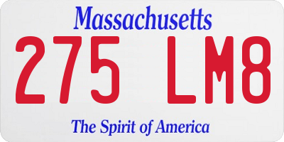 MA license plate 275LM8
