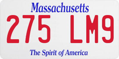 MA license plate 275LM9